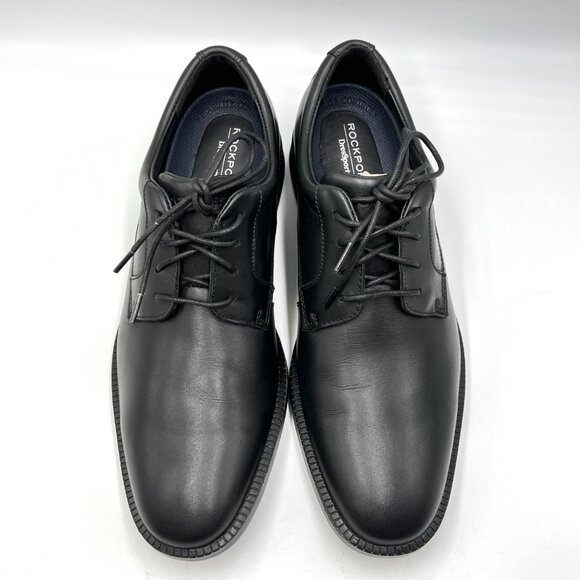 Rockport Mens Size 8 Dressports Plain Toe Black‎ Leather Oxfords Shoes main image 5